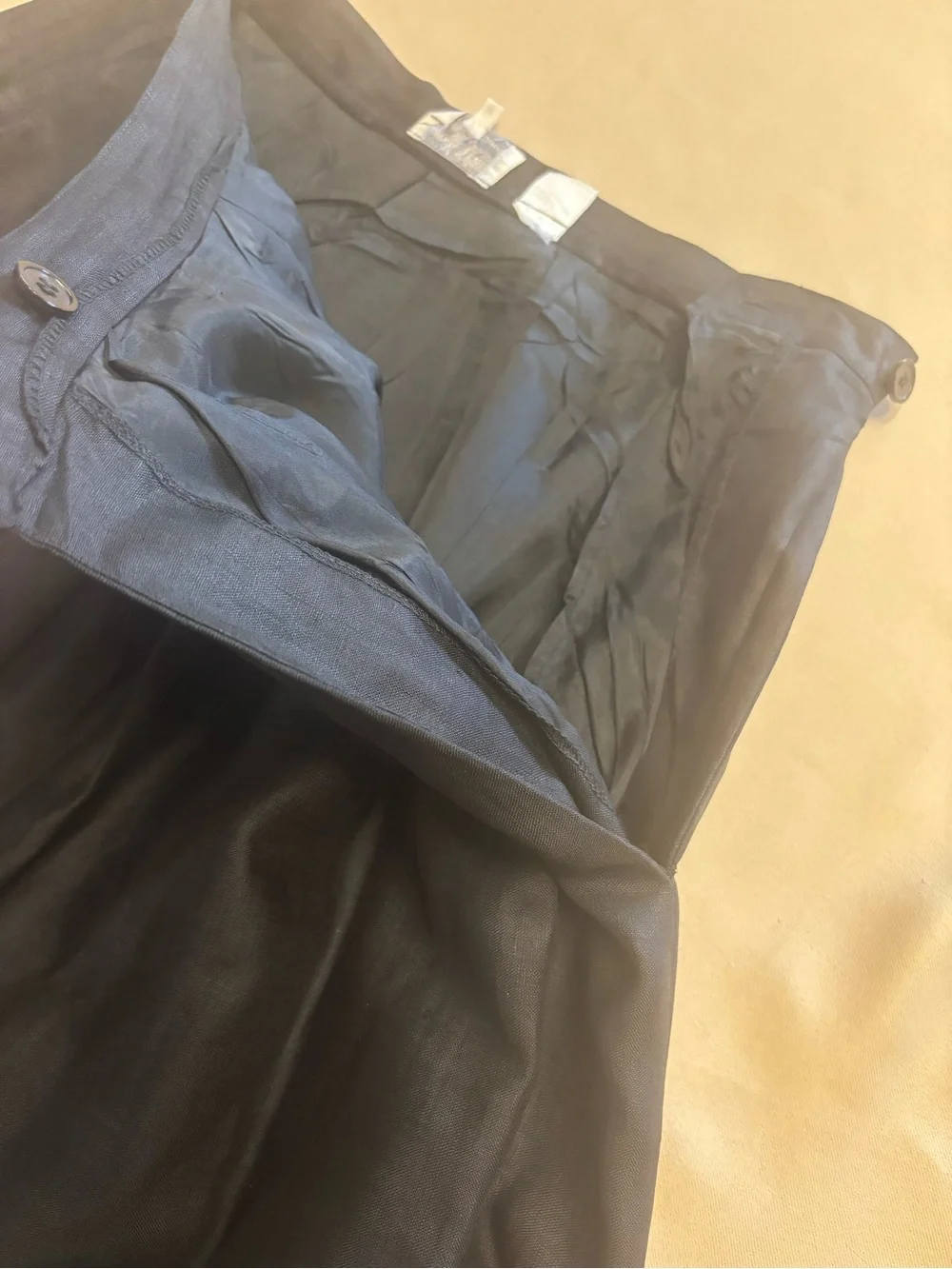Women 100% Linen Midi A Line Skirt - Sarah Rowland - Black Cottagecore Sz‎ 12P